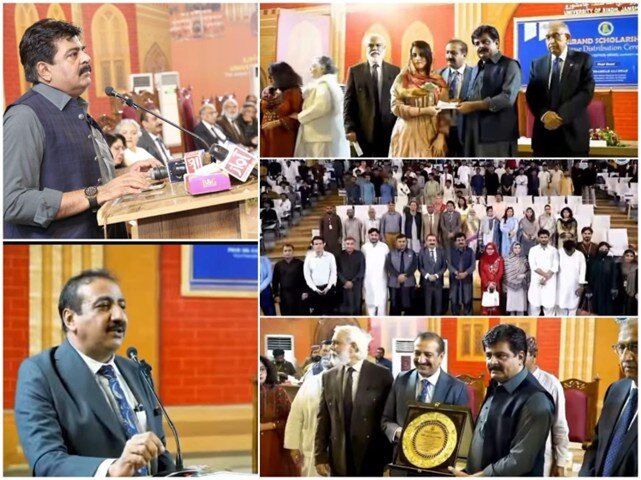 مراسم بزرگ توزیع چک‌های بورسیه تحصیلی در دانشگاه سند جامشورو